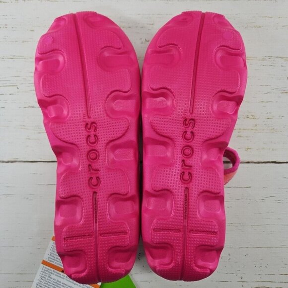 Crocs Duet Busy Day Coral Pink Mary Jane Slip On Shoes Girls J2 Ballet 15352‎ - Picture 8 of 9